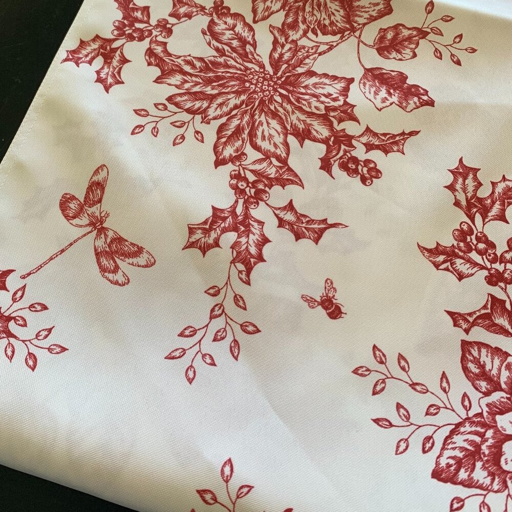 Lenox Poinsettia Toile Table Runner 14"x90" - Picture 6 of 6